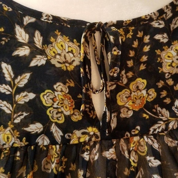 Gap Sheer Blouse Navy Floral Print Small - Picture 2 of 6